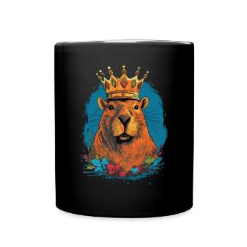 Capybara avec capybara couronne - Mug uni - noir - Devant