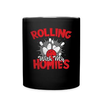 Rolling with my Homies Retro Bowling Geschenk - Tasse einfarbig - Schwarz - Vorne