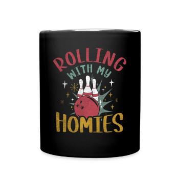 Rolling with my Homies Retro Bowling Gift - Full Colour Mug - black - Front