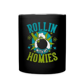 Rollin with my Homies Retro Bowling Geschenk - Tasse einfarbig - Schwarz - Vorne