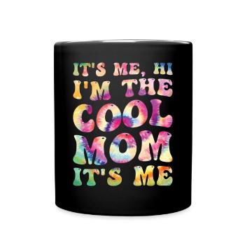 Mama Groovy Retro Ich Bin's, Hallo Die Coole Mama - Tasse einfarbig - Schwarz - Vorne