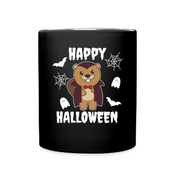 Beaver Happy Halloween Cute Vampire Costume - Full Colour Mug - black - Front