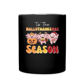 Tis' the Hallothanksmas Season Axolotl - Full Colour Mug - black - Front