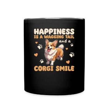 Happiness Is A Wagging Tail And An Corgi Smile - Full Colour Mug - black - Front