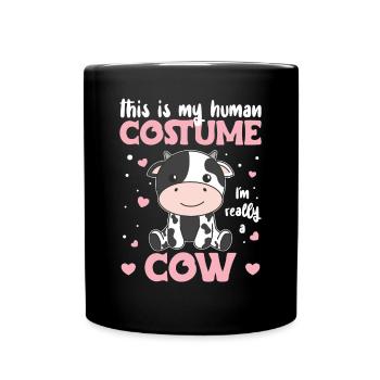 c’est mon costume humain Je suis vraiment une vache - Mug uni - noir - Devant