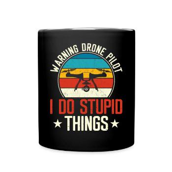 Drohne - Tasse einfarbig - Schwarz - Vorne