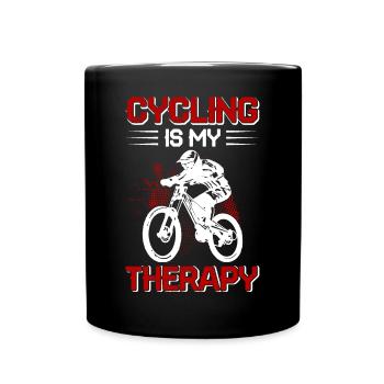Cycling Is My Therapy - Tasse einfarbig - Schwarz - Vorne