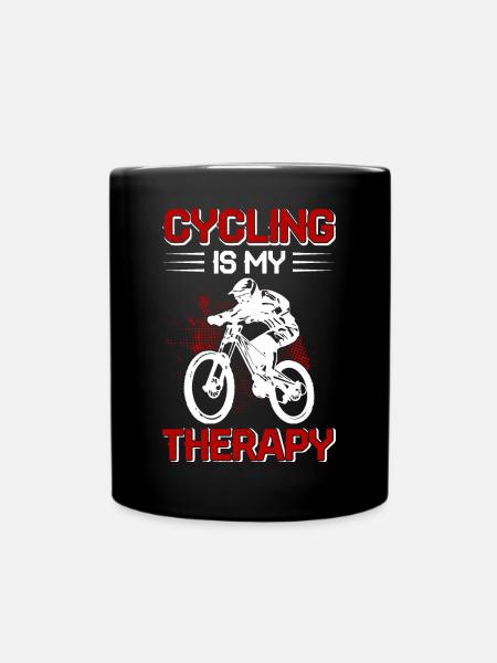 Cycling Is My Therapy - Tasse einfarbig - Schwarz