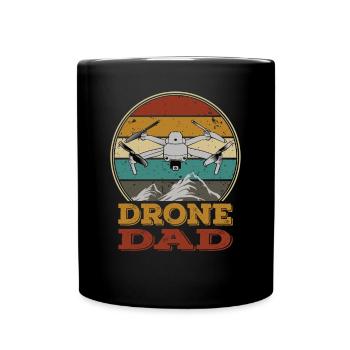 Drones Papa Copter FPV UAS Pilot Drone Dad Daddy - Full Colour Mug - black - Front