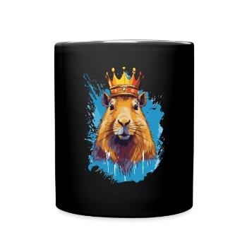Capybara avec capybara couronne - Mug uni - noir - Devant