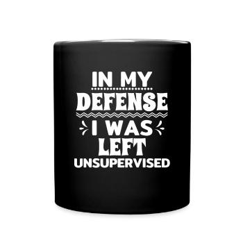 Cool Funny Tee Pour ma défense, j’ai été laissé - Mug uni - noir - Devant