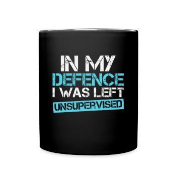 Cool Funny Tee Pour ma défense, j’ai été laissé - Mug uni - noir - Devant