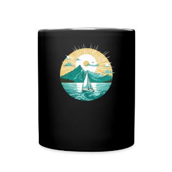 Sailboat Sailing Ship Sailing Yacht Vintage Sailing - Full Colour Mug - black - Front