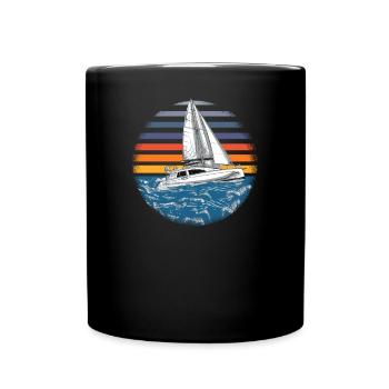 Catamaran-Boot Segelboot Segeln Segler - Tasse einfarbig - Schwarz - Vorne