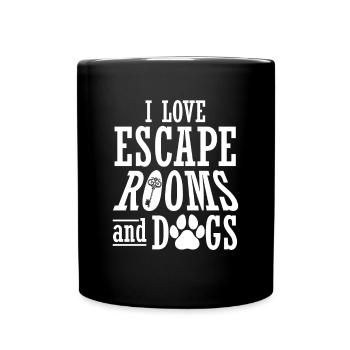 Défi mignon drôle J’aime les salles d’évasion et les chiens - Mug uni - noir - Devant