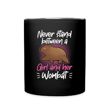 Mädchen und ihr Wombat Australien Beuteltier - Tasse einfarbig - Schwarz - Vorne