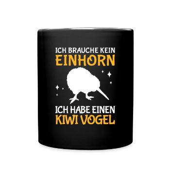 Ich habe einen Kiwi Vogel Neuseeland - Tasse einfarbig - Schwarz - Vorne
