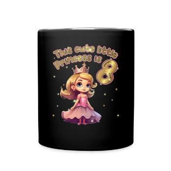 This little princess is 8 - 8th birthday - Full Colour Mug - black - Front