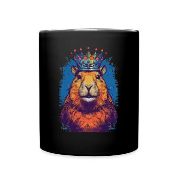 Capybara avec capybara couronne - Mug uni - noir - Devant