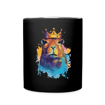 Capybara avec capybara couronne - Mug uni - noir - Devant