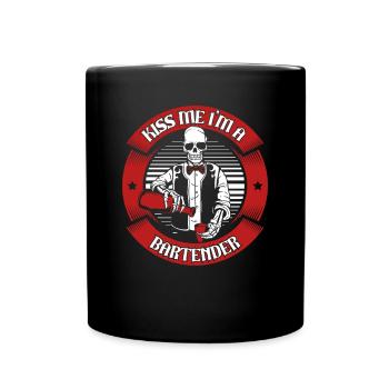 Embrasse-moi Je suis Un Barman Barman Barman Barmaid - Mug uni - noir - Devant