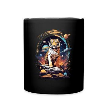 Tiger on the cliff in space - Solar System - Full Colour Mug - black - Front