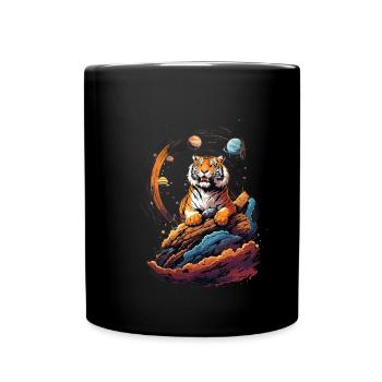 Tiger on the cliff in space - Solar System - Full Colour Mug - black - Front