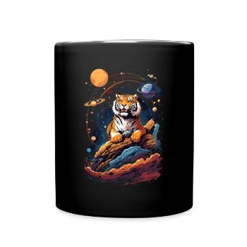 Tiger on the cliff in space - Solar System - Full Colour Mug - black - Front