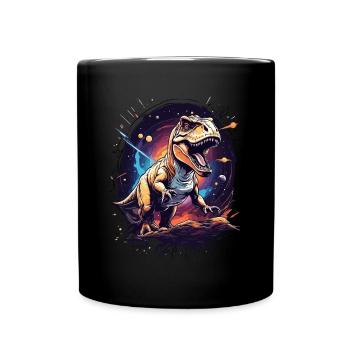 T-Rex sur une falaise rocheuse dans l’espace - Mug uni - noir - Devant