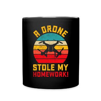 Drohne - Tasse einfarbig - Schwarz - Vorne
