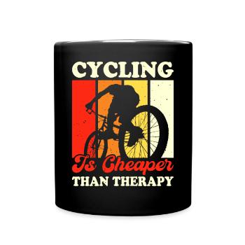 Cycling Is Cheaper Than Therapy - Tasse einfarbig - Schwarz - Vorne