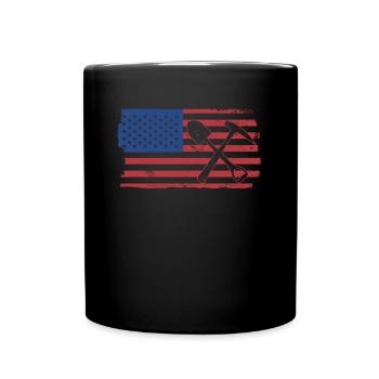 USA flag with stone hammer and shovel - - Full Colour Mug - black - Front