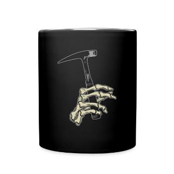 Skeleton Hand Holding Rock Hammer - Rockhounding - Full Colour Mug - black - Front