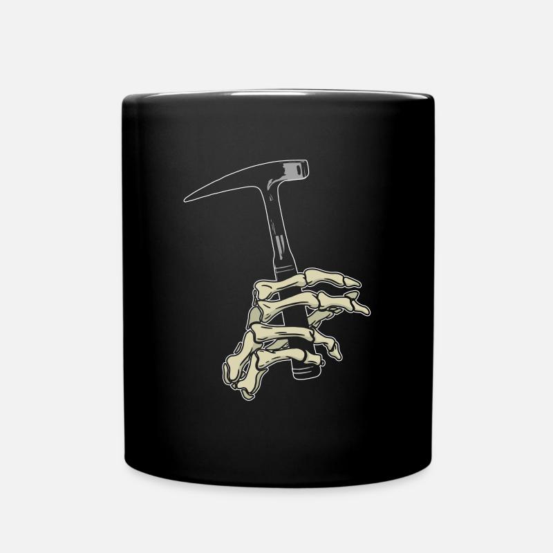 Skeleton Hand Holding Rock Hammer - Rockhounding - Full Colour Mug - black