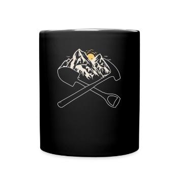 Fond de montagnes avec marteau à jupe croisée et - Mug uni - noir - Devant