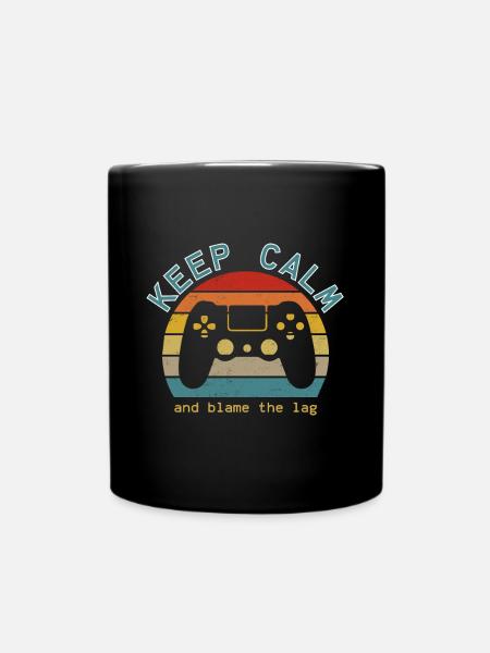 Gamer shirt - Keep Calm Blame it on the Lag - Game - Ensfarvet krus - sort