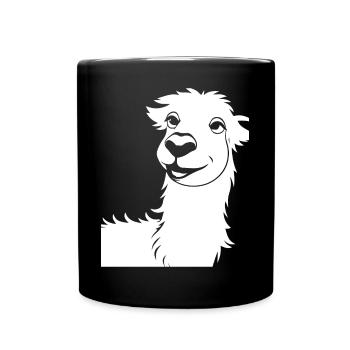 Lustige Lama-Silhouette Freche Spaß-Lamas - Tasse einfarbig - Schwarz - Vorne