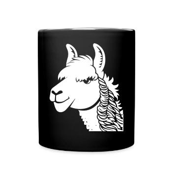 Lustige Lama-Silhouette Freche Spaß-Lamas - Tasse einfarbig - Schwarz - Vorne