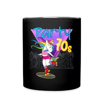 Unicorn Disco Vinyl Schallplatte 70er Jahre - Tasse einfarbig - Schwarz - Vorne