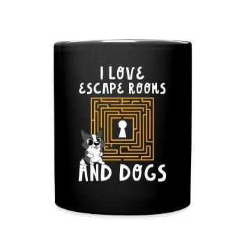 Challenge Cute I Love Escape Rooms And Dogs Puzzle - Full Colour Mug - black - Front