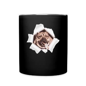 Dog peeking through a hole - Full Colour Mug - black - Front