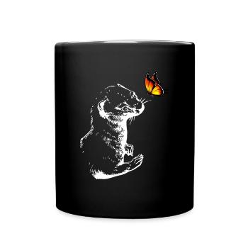 Weasel with butterfly - Full Colour Mug - black - Front