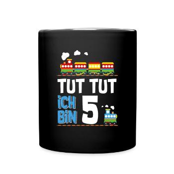 5. Geburtstag Tut Tut Eisenbahn Zug 5 Jahre - Tasse einfarbig - Schwarz - Vorne