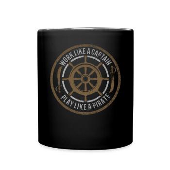 Work Like A Captain Play Like A Pirate - Full Colour Mug - black - Front