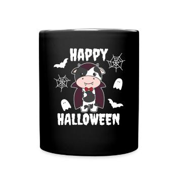 Cow Happy Halloween Cute Vampire Costume - Full Colour Mug - black - Front