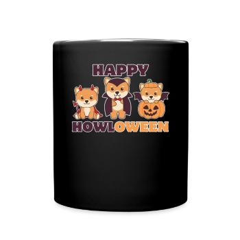 Shiba Inu Happy Howloween Pumpkin Vampire Costume - Full Colour Mug - black - Front
