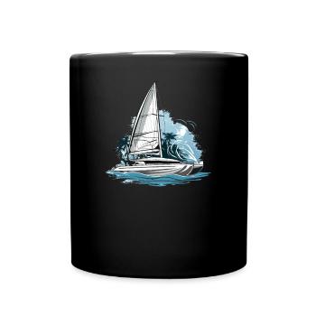 Catamaran boat sailboat sailing sailor - Full Colour Mug - black - Front
