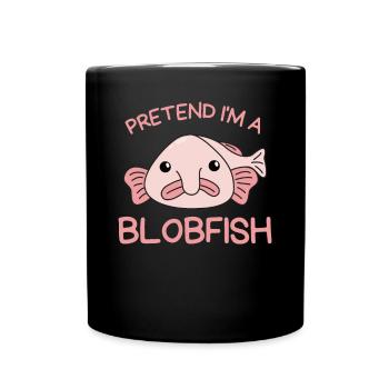 Stell dir vor ich bin ein Blobfisch Halloween - Tasse einfarbig - Schwarz - Vorne