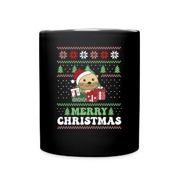 Joyeux Noël rétro moche Noël Loutre - Mug uni - noir - Devant