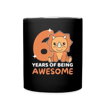 Triceratops for the 6th birthday children six years - Full Colour Mug - black - Front